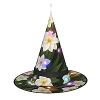 Wolf Printed Pattern Print Halloween Cone Witch Hat with Led Light Cosplay for Wizards Hat Halloween Party Accessories.