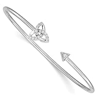14k White Gold Diamond Celtic Knot Cuff Stackable Bangle Bracelet Jewelry for Women