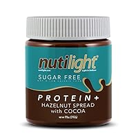Nutilight, Sugar Free/No sugar Added/Protein+, Hazelnut Spread, Keto and Diabetic Friendly, Low Net Carb, Non-GMO, Naturally Sweetened with Stevia (2 Pack) (Protein + Hazelnut Spread with Cocoa)