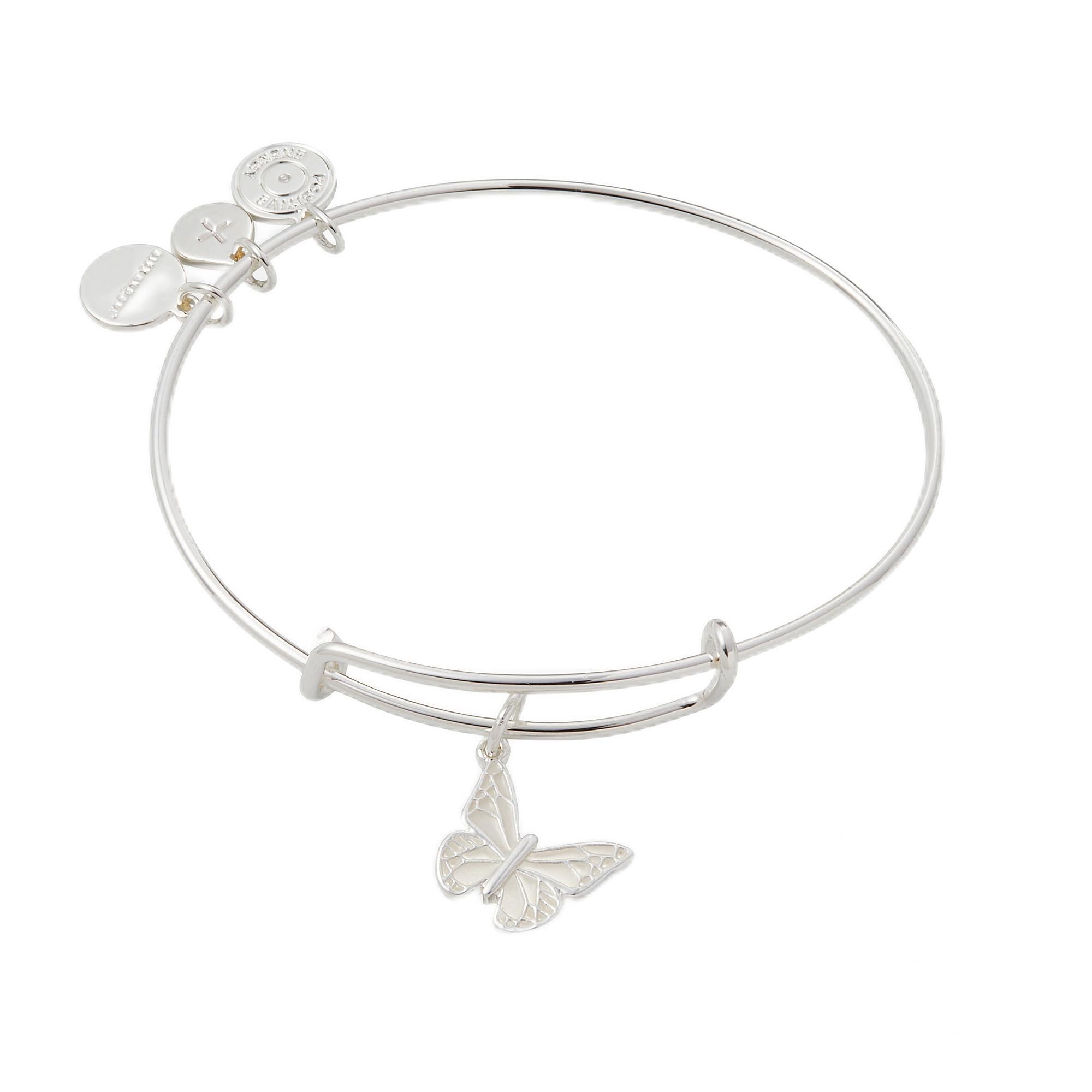 Alex and Ani AA747623SS,Pearlized Butterfly Expandable Bangle Bracelet,Shiny Silver,Silver, Bracelets