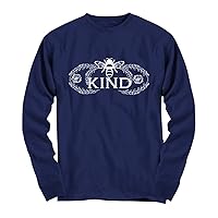 Bee Kind Tops Tees Plus Size Graphic Novelty Simple Clothing Women Youth Long Sleeve T-Shirt Navy