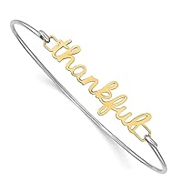 Diamond2Deal 14k Gold Polished Name Plate on Sterling Silver Bangle Bracelet Fine Jewelry for Her Bangle Bracelet for Women
