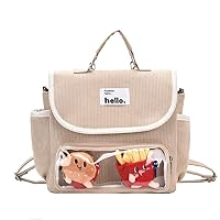 Cute Backpack Daypack Kawaii Itabag, Fashion Shoulder Bag Kawaii Hiking Travel Emo Y2K Backpack Purse Aesthetic Durable (Khaki)