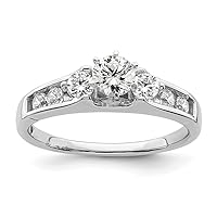 14k White Gold Lab Grown Diamond SI1 SI2 G H I Engagement Ring Size 7.00 Jewelry for Women