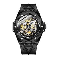 Men's Trend Tattoo Cutout dial Personality Hands Fully Automatic Quartz Watch