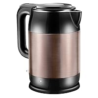 Kettles, Double Wall Stainless Steel Cool Touch Tea Kettle with 1800W Fast Boiliheater, 1.7L Cordless with Auto Shut-Off, Suitable for Family/Brown/18 * 18 * 23Cm