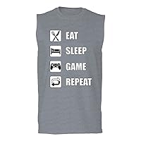 Eat Sleep Game Repeat Video Gamer Funny Gift Gaming Men's Muscle Tank Sleeveles t Shirt