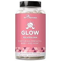 Eu Natural Glow Prenatal Vitamin for Healthy Pregnancy and Fetal Development – Vitamins with Folic Acid, DHA and 25 Vital Nutrients For Baby's Growth & A Comfortable Pregnancy – 60 Nourishing Capsules