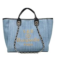 Women's Men's Handbag, Shoulder Bag, Denim Fabric, Large Capacity, 2-Way Shoulder Bag, Tote Bag