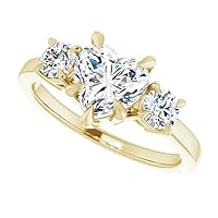14K Solid Yellow Gold Handmade Engagement Ring 1.00 CT Heart Cut Moissanite Diamond Solitaire Wedding/Bridal Ring for Woman/Her Perfect Ring