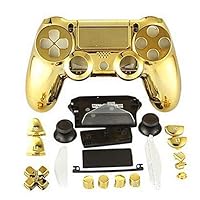 Full Set Protect Housing Shell Buttons Cover Case for PS4 for Playstation 4 DualShock 4 Wireless Controller Chrome Gold