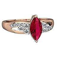 Marquise Cut Ruby Antique Style Engagement Ring For Womens & Girls 14k Gold Plated 925 Sterling Silver.