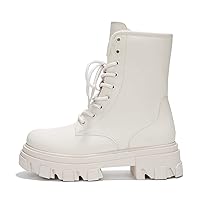 Cape Robbin Chrisley Combat Boots for Women - Platform Boots with Chunky Block Heels - Womens High Tops Lace Up Booties