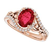 Sculptural 3 CT Oval Shaped Ruby Engagement Ring 925 Silver/10K/14K/18K Solid Gold Scroll Red Ruby Ring Victorian Diamond Ring Anitque July Birthstone Rings