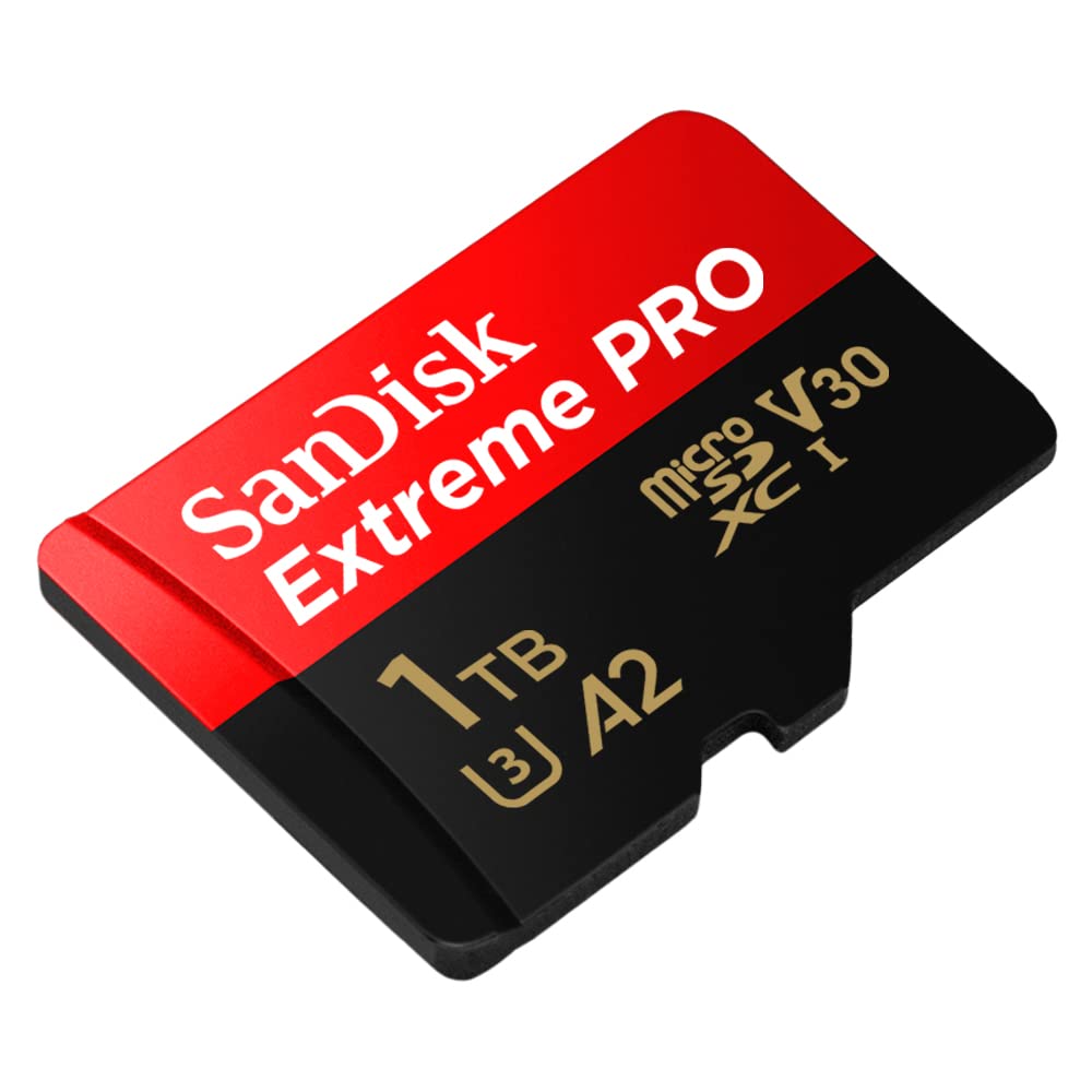 SanDisk Extreme PRO microSDXC UHS-I Memory Card 1 TB + Adapter & RescuePRO Deluxe (for Smartphones, Action Cameras or Drones, A2, Class 10, V30, U3, 200 MB/s Transfer)