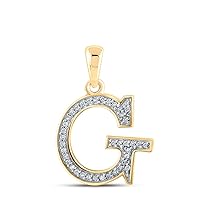 The Diamond Deal 10kt Yellow Gold Womens Round Diamond Initial G Letter Pendant 1/12 Cttw