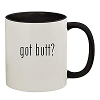got butt? - 11oz Ceramic Colored Handle and Inside Coffee Mug Cup, Black