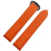 Waterproof Silicone Watch Band for Omega Comas Strap Meidus Rudder Rubber Watch Strap 22mm (Color : Orange-Black, Size : 22mm)
