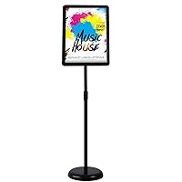 Adjustable Sign Holder Standing Floor Sign Stand for 8.5x11 inches,Both Vertical & Horizontal View Displayed,Snap-Open Frame with Safety Corner for School Church Business Show,Black