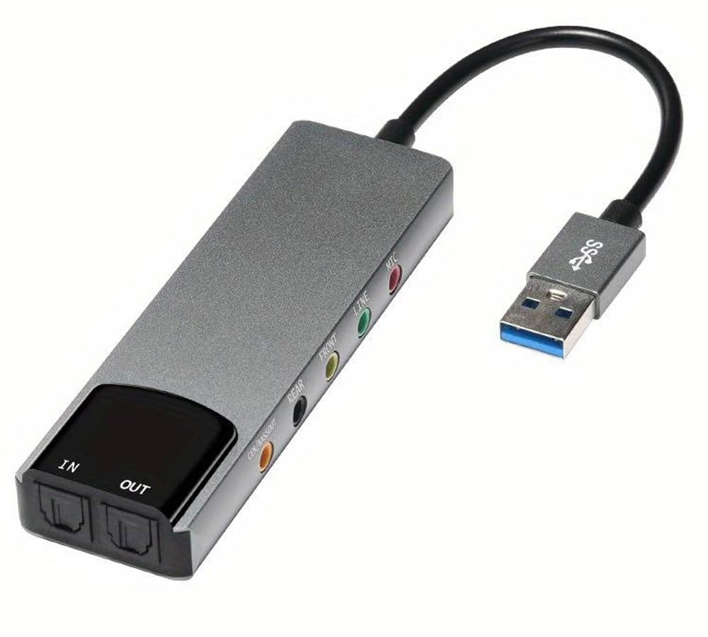 Premium USB 6-Channel Surround Sound Card Adapter with Optical Audio Input Output for PC