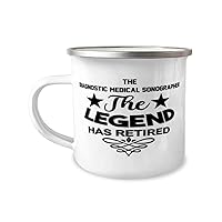 Diagnostic Medical Sonographer Camper Mug, The Legend Has Retired, Campfire Cup Gift, Mountain Camping Coffee Mug