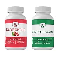PURE ORIGINAL INGREDIENTS Berberine and Benfotiamine Bundle, 100 Capsules Each, Always Pure, No Additives or Fillers, Lab Verified