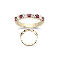 0.21 Cts Diamond & 0.44 Cts Ruby Wedding Band in 14K Yellow Gold ( VVS2 )
