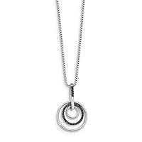 925 Sterling Silver Polished Prong set Spring Ring Black and White Diamond Pendant Necklace Measures 16mm Wide Jewelry for Women