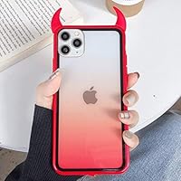 Devil Horn Cute Iridescent Color Phone Case for iPhone 11 Pro Max XR XS Max 7 8 Plus X Soft Acrylic Back Cover Gift (Red, for iPhone 11)