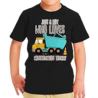 Boy Who Loves Construction Trucks Toddler T-Shirt - Art Kids' T-Shirt - Cool Tee Shirt for Toddler
