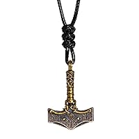 Viking Thor's Hammer Mjolnir Necklace for Men Women 925 Sterling Silver Amulet Protection Pendant with Vegvisir Compass Norse Jewelry