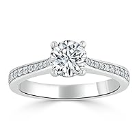 Solid gold 1ct Moissanite Engagement Ring for Women Halo Wedding Rings Unique Solitaire Promise Rings, D Color, VVS