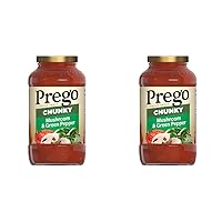 Prego Chunky Mushroom and Green Pepper Pasta Sauce, 23.75 Oz Jar (Pack of 2)