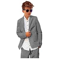 LIBODU 2Pcs Linen Kids Suits Wedding Boy Tuxedo Dinner Party Performance