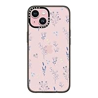 CASETiFY Compact Case for iPhone 15 [2X Military Grade Drop Tested / 4ft Drop Protection] - Small Blue Flowers - Clear Black