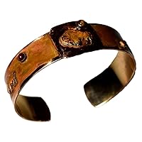Earth Patina and Copper Buffalo Cuff Bracelet - Genuine Jasper