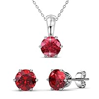 Cate & Chloe July Birthstone Earring and Necklace Set - 18k White Gold Plated with 1ct Genuine Gemstone Crystals, Birthstone Jewelry for Women