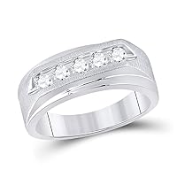 The Diamond Deal 14kt White Gold Mens Round Diamond 5-stone Wedding Ring 5/8 Cttw