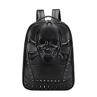 3D Skull Backpack, 3D Smile Pirate Skull And Crossbones (Black)