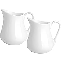 2 Pack 4 Oz Classic White Creamer with Handle - Small Creamer Pitcher Set - Fine Porcelain Small Milk Pitcher - Ceramic Creamer Pitcher for Coffee Milk Sauces Salad, Microwave & Freezer Safe