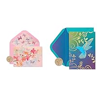 Papyrus Blank Cards with Envelopes, Blossoms (12-Count) & Blank Cards with Envelopes, Hummingbird (12-Count)