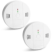 Combination Smoke and Carbon Monoxide Detector Alarm, Beeps Warning Smoke Co Alarm Clock for Travel Home Bedroom Living Room Car Basement Attics, Battery Operated, Comply with UL 217/2034, 2-Pack