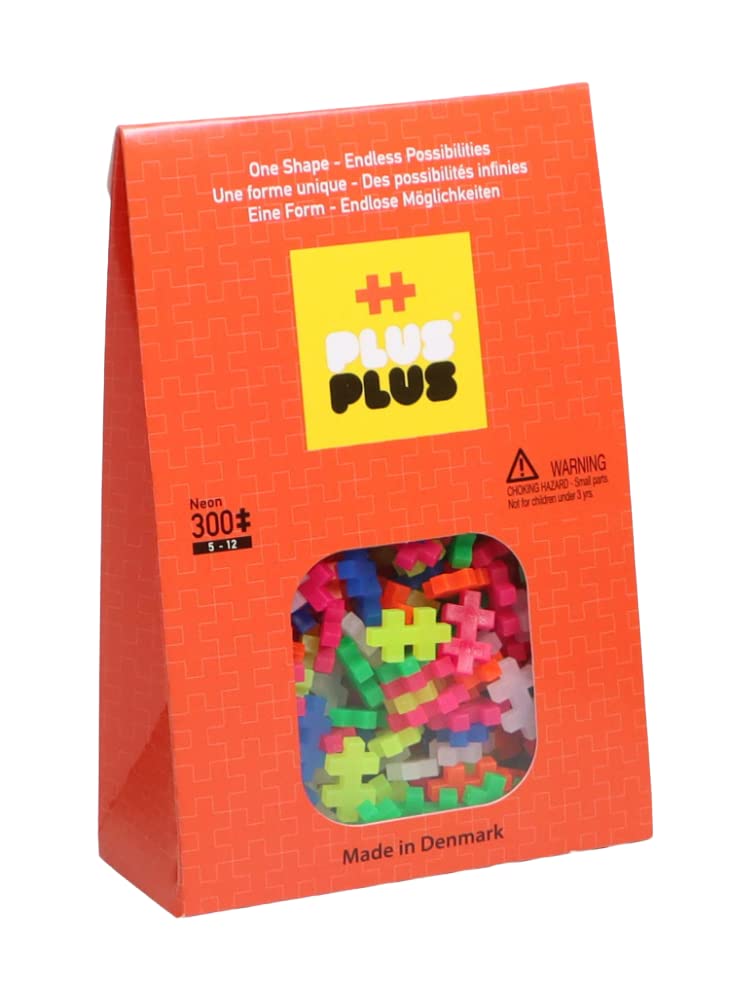 PLUS PLUS – Neon Mix - 300 Piece, Construction Building Stem/Steam Toy, Mini Puzzle Blocks for Kids