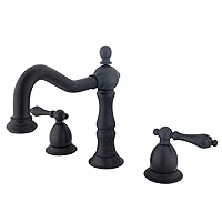 Kingston Brass KS1975AL Heritage Widespread Lavatory Faucet with Metal lever handle, Oil Rubbed Bronze, 8-Inch Adjustable Center