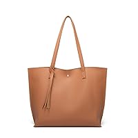 Dreubea Women's Soft Faux Leather Tote Shoulder Bag from, Big Capacity Tassel Handbag