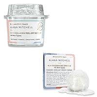 Alana Mitchell Skin Care Kit – Anti Aging Collagen Facial Mask + 4-in-1 Face Sponge (6 Pack) - Peel Off Face Mask to Reduce Wrinkles & Fine Lines - Face Exfoliator Sponge to Deep Clean Pores