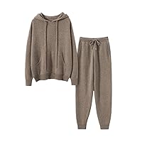 Woman Suit Autumn Winter 100% Cashmere Knit Sweater Fashion Tops And Harem Pants Two-Piece Set Clothe