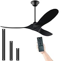 70 Inch Rustic Outdoor Ceiling Fans for Patios Waterproof, Black No Lights Damp Rated 3 Blade Large Airflow Indoor Outdoor Large Ceiling Fan for Exterior House Porch Gazebo