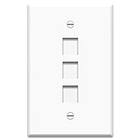 Legrand - OnQ Oversized Wall Plate, Single Gang Large Wall Plate, 3 Port Wall Plate is 75IN Higher and Wider Than Standard Size Wallplates, White, WP3303WH