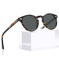 CARFIA Vintage Round Polarized Sunglasses for Women Small Face Acetate Frame UV400 Protection CA5288